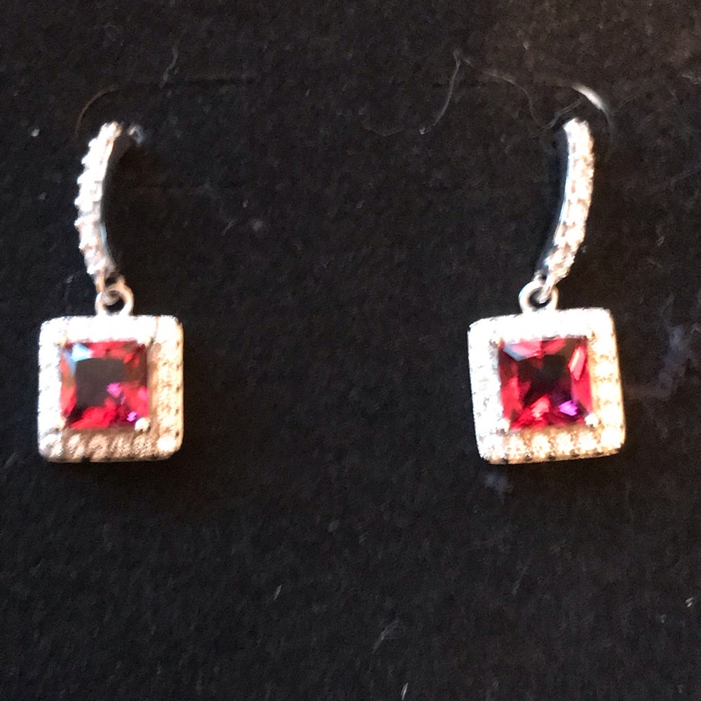 Ruby red earring set